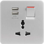 WGDS116ISIG - INTERSTELER GRAY - Ổ CẮM ĐƠN 3 CHẤU 16A CÓ CÔNG TẮC